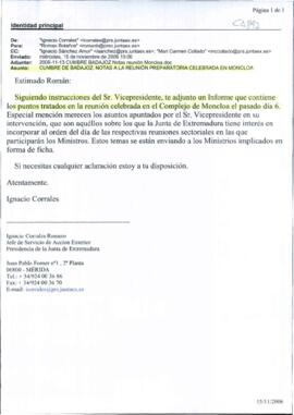 Correo electrónico de CORRALES ROMERO, Ignacio, para BOLAÑOS EXPÓSITO, Román, con copia a SÁNCHEZ...