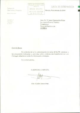 Carta de TANCO PEÑA, Carlos, para HERNÁNDEZ ROJAS, Jesús, sobre el adjunto de actuaciones de rela...
