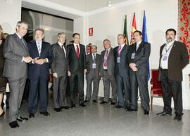 Encuentro de RODRÍGUEZ IBARRA, Juan Carlos junto a PÉREZ TOURIÑO, Emilio, SUÁREZ HURTADO, Federic...